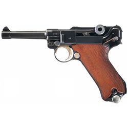 Excellent and Very Desriable World War II 1936 Dated S/42 Nazi Luger Pistol Rig with Two Original Ma