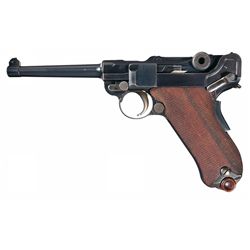 Rare DWM/Mauser Model 06/34 Swiss "Cross In Sunburst" Luger Pistol with Early "V" Suffix Serial Numb