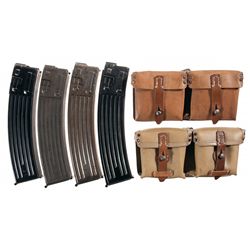 Two Ammunition Pouches for a G-43 Semi-Automatic Rifle and Four Magazines for the MP-44 Sturmgewehr