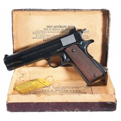 Pre-War Colt Government Model National Match Semi-Automatic Pistol with Original Box and Adjustable 