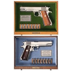 Collector's Set of Two Cased Colt Government Model 1911 World War II Commemorative Pistols