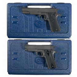 Two Colt 1911 Style Semi-Automatic Pistols with Cases
