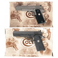 Two Boxed Colt Combat Target Series 80 1911 Semi-Automatic Pistols with Cases
