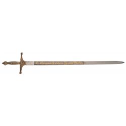 Extraordinary Exhibition Eickhorn Factory Long Sword with Gold Accented Blade and Solid German Silve