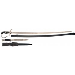 Desirable Matching Set of Nazi Sword and Dress Bayonet Both Etched Blades to Signal Battalion 25
