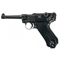 Commercial Mauser Banner 42 Date Luger Semi-Automatic Pistol with World War II Ammunition