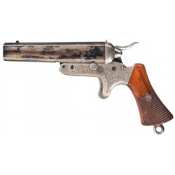 Finely Engraved Biedermann Copy of Sharps Four Barrel Pistol
