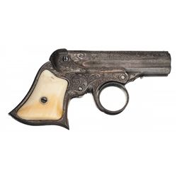Extremely Fine Factory Engraved E. Remington & Sons Elliot Derringer Pepperbox Pistol with Ivory Gri
