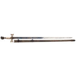 Fine Pre-Mexican War Militia Staff Officer's Helmet Pommel Sword with Gold-Washed Blade