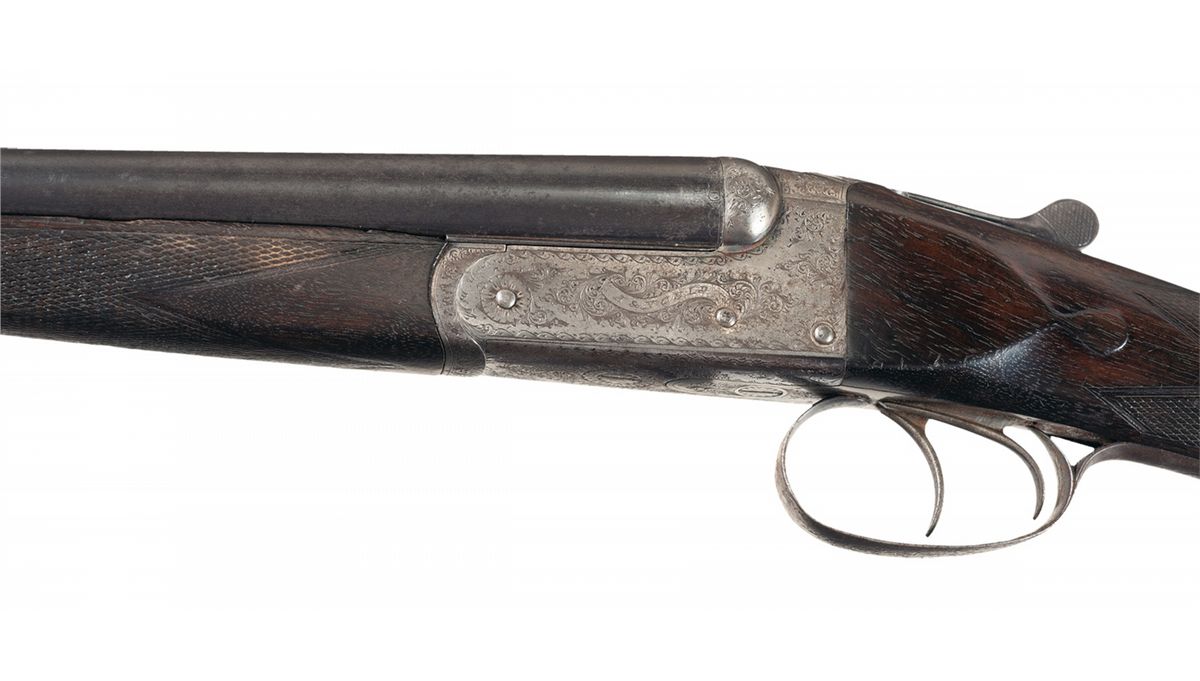 Engraved Army & Navy Box Lock Double Barrel Shotgun with Case