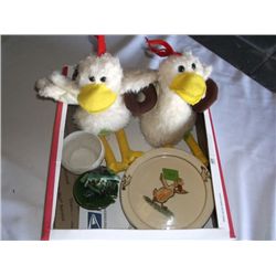 vintage Weller Zona Ohio pottery baby bowl ducks design tracking 369