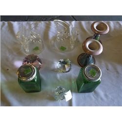 vintage green ribbed Depression glass storage jar vintage green ribbed Depression glass storage jar 