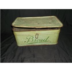 Vintage Green Tin Bread Box approx. 16" x 10" x 7" deep