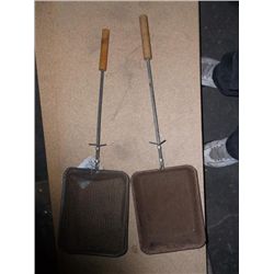 2 vintage popcorn poppers 28" long x 8" wide