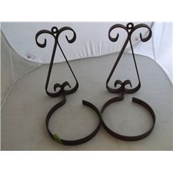 Pair wrought iron pot hanger tracking 331 & Wire Wisk