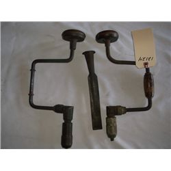 2 Braces & Old Wood Chisel Vintage made in USA Brace complete in good condition & 1 missing wood in 