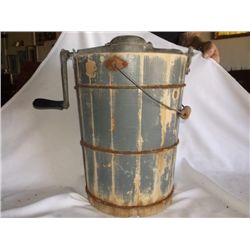 Antique Ice Cream Maker Very old wood bucket ice cream maker in working order approx. 14" round x 16