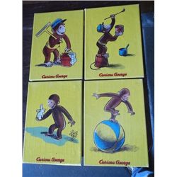 4-Curious George on Canvas 4 Curious George Paintings on Canvas approx 10" x 14" each