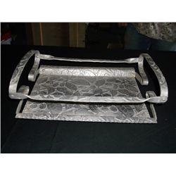 Key Stoneware paisley aluminum serving tray # 401 measures 12x9x4 inch tall