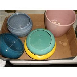 vintage pink Garden City California pottery vintage green Bauer Los Angeles California, vintage blue