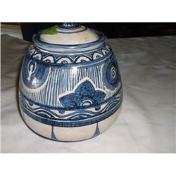 studio pottery vase with variegated oxblood glaze tracking 355