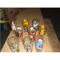 Warner Bros. Pepsi Glasses 9 Vintage Pepsi Glasses circa 1976