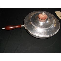S&W Vintage aluminum chafing dish, broiler 10x 6 inch with a 6 1/2 inch wood handle ,