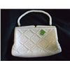 Image 1 : vintage white beaded purse with beaded clasp & handle Approx. 8" x 6" tracking#109