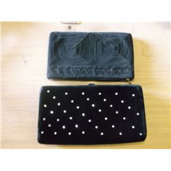 vintage small black cord clutch purse Aprox. both 8" x 5" tracking#114,115