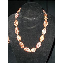 Hand Tied Glass Beaded Necklace Signed Austria