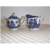Image 1 : Flow Blue Creamer and Sugar Marked on Bottom Japan