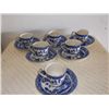 Image 1 : Set of 6 Flow Blue Tea Cups Marked Japan