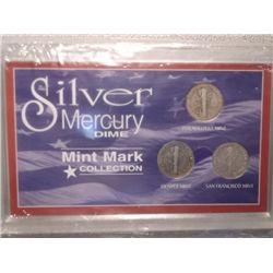 Silver Mercury Dime Mint Mark Collection Mercury Dimes With COA