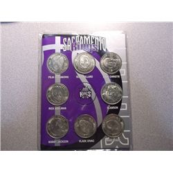 Sacramento King coin set Peja Stojakovic, Scot Pollard, Doug Christie, Rick Adelman, Slamson, Bobby 