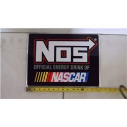 Tin NOS Sign Approx. 16" wide x 12" Tall Official Energy Drink of NASCAR