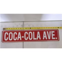 Tin Coca-Cola Ave Sign Approx. 24" Long x 5" Wide