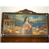 Image 1 : 16" x 30" early 1900s Vintage Framed Painting on tin from early 1900's very nice frame needs a littl