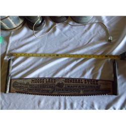 Moose Lake General Store Sign Hand Made Miniature Saw Sign Moose Lake/General Store approx 25 1/2" L