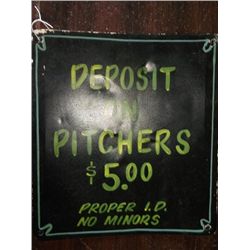 Deposit on Pitchers Tin Sign Vintage Deposit on Pitchers Tin Sign