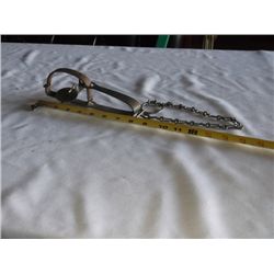 Rabbit Steel Trap approx 8" long not including chain made by Plake & Lamb in USA