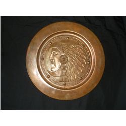 11 Inch Aztecan Plate 30 - 19tc - 11 Inch Aztecan Plate - Vintage Copper - Great Patina! Call it wha