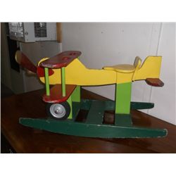 Hand Crafted Hand Painted Vintage Rocking Airplane 35" x 24" x 19"