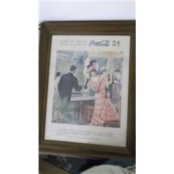 1975 Coca-Cola Litho Framed and very nice Litho. Approx. 23" Wide x 29" Tall After the Theatre Drink