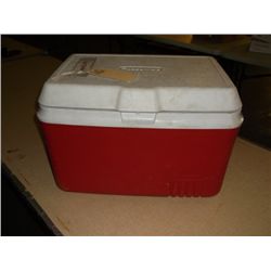 red rubbermade cooler