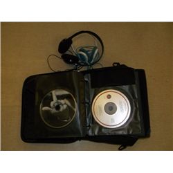 cd cases with cds and 2 head phones aprox.20 cds