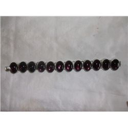 Sterling Silver Purple Stoned Bracelet 92.4 grams