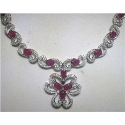 14K GOLD RUBY AND DIAMOND NECKLACE