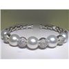 Image 1 : 18K PEARL AND DIAMOND BANGLE