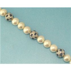 18K GOLD PEARL AND DIAMOND BRACELET