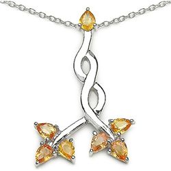 1.40 Carat Genuine Yellow Sapphire .925 Sterling Silver Pendant